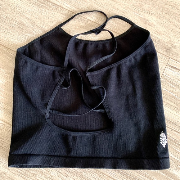 New Free People Black Strappy Back Tighten Up Tank - Picture 3 of 5